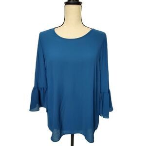 Elle Crepe Ruffled Bell Sleeve Top